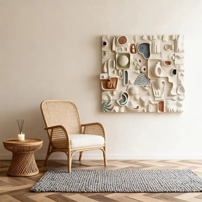Ethereal Cream Currents Neutral Tone 3D Wall Sculpture（副本） Artmeto Wood wall art