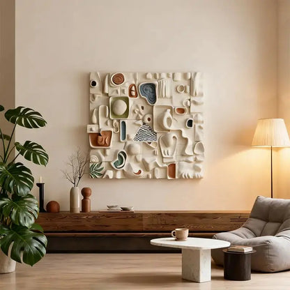 Ethereal Cream Currents Neutral Tone 3D Wall Sculpture（副本） Artmeto Wood wall art