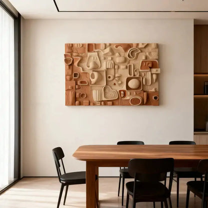 Fabric Drape Wall Sculpture in Beige | Textured 3D Relief Modern Minimalist（副本） Artmeto Wood wall art