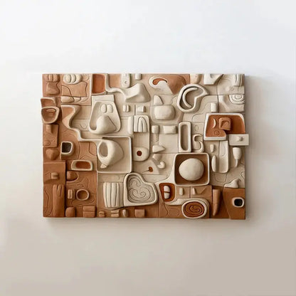 Fabric Drape Wall Sculpture in Beige | Textured 3D Relief Modern Minimalist（副本） Artmeto Wood wall art