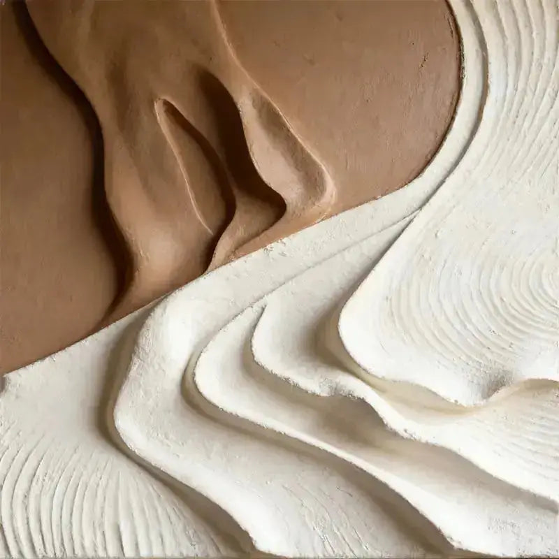 Soft Undulation 3D Relief Art Cream Gray Terracotta Gradient Decor（副本） Artmeto Wood wall art