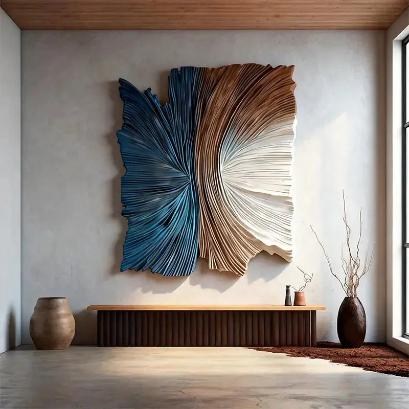 Fan Shape Gradient 3D Wood Relief Sculpture - Modern Minimalist Decor Artmeto Wood wall art