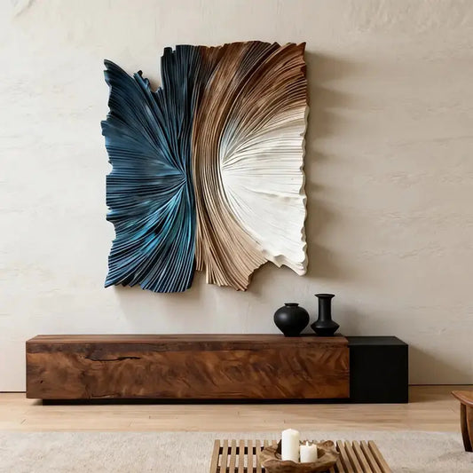 Fan Shape Gradient 3D Wood Relief Sculpture - Modern Minimalist Decor Artmeto Wood wall art