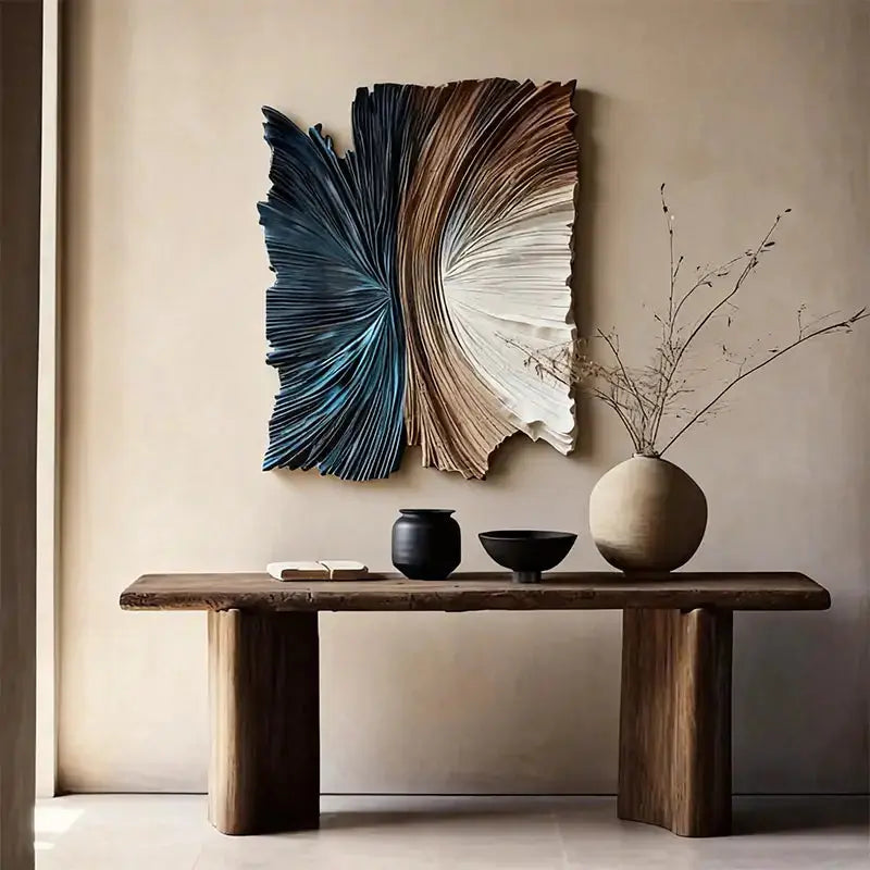 Fan Shape Gradient 3D Wood Relief Sculpture - Modern Minimalist Decor Artmeto Wood wall art