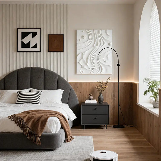 Fan Shape Gradient 3D Wood Relief Sculpture - Modern Minimalist Decor Artmeto Wood wall art-2