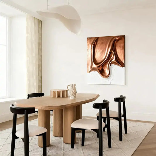 Flowing Metal 3D Sculptural Wall Art Warm Copper Gradient Decor Artmeto Wood wall art