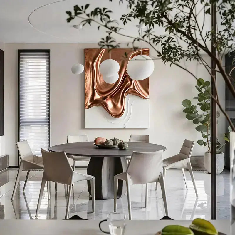 Flowing Metal 3D Sculptural Wall Art Warm Copper Gradient Decor Artmeto Wood wall art