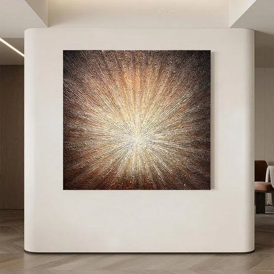 Gold Radiant Textured Wall Art-Luxury Abstract Canvas-Artmeto Artmeto Wood wall art