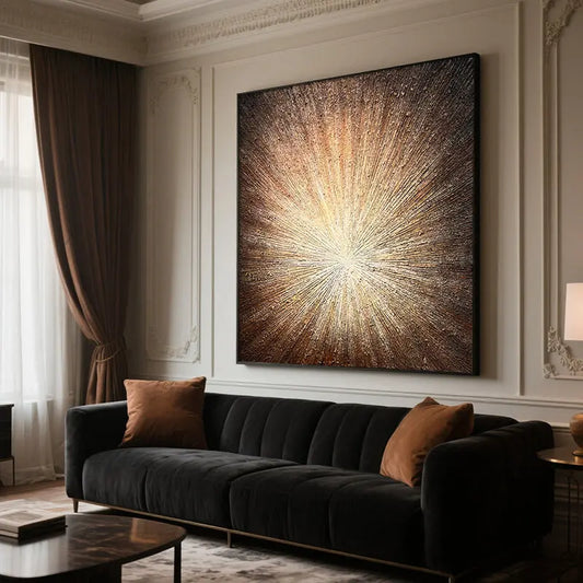Gold Radiant Textured Wall Art-Luxury Abstract Canvas-Artmeto Artmeto Wood wall art