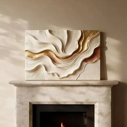Golden Ripple Textured Sculptural Wall Decor Artmeto Wood wall art