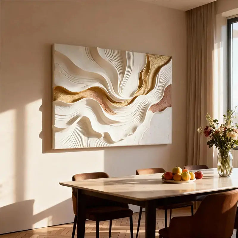 Golden Ripple Textured Sculptural Wall Decor Artmeto Wood wall art