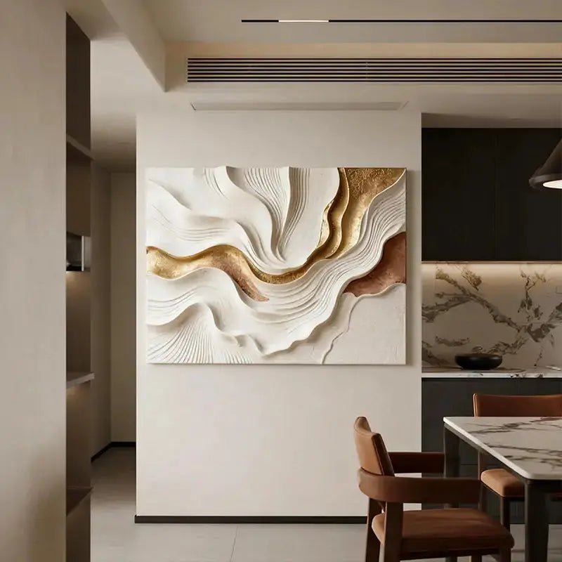 Golden Ripple Textured Sculptural Wall Decor Artmeto Wood wall art