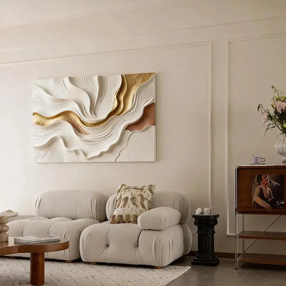 Golden Ripple Textured Sculptural Wall Decor Artmeto Wood wall art