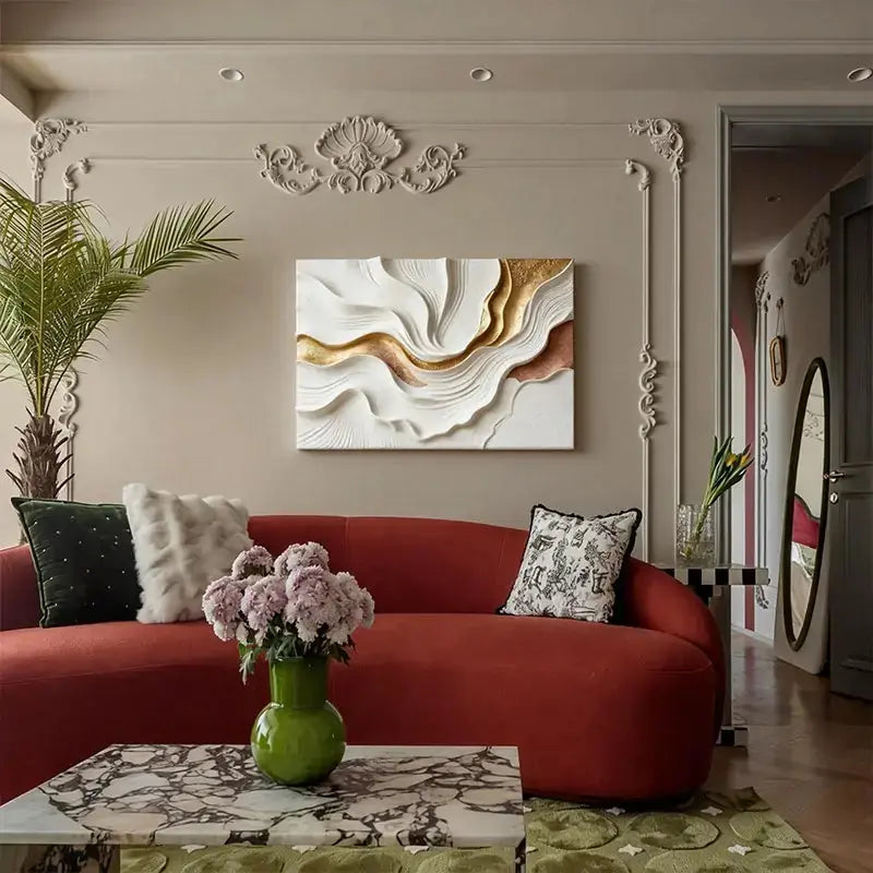 Golden Ripple Textured Sculptural Wall Decor Artmeto Wood wall art