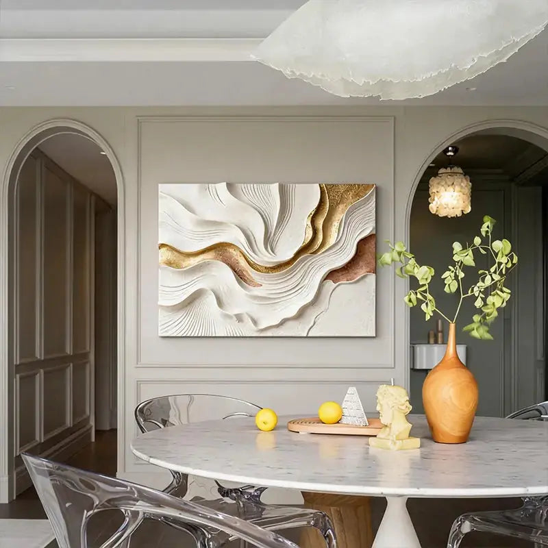Golden Ripple Textured Sculptural Wall Decor Artmeto Wood wall art