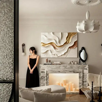 Golden Ripple Textured Sculptural Wall Decor Artmeto Wood wall art