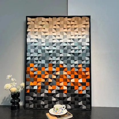 Gradient 3D Stone Wall Art - Sunset Geometric Pebble Panel for Home Decor Artmeto Wood wall art