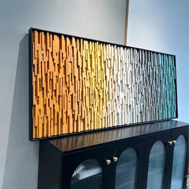 Gradient 3D Wood Slat Wall Art - Modern Geometric Wood Panel for Home Decor Artmeto Wood wall art
