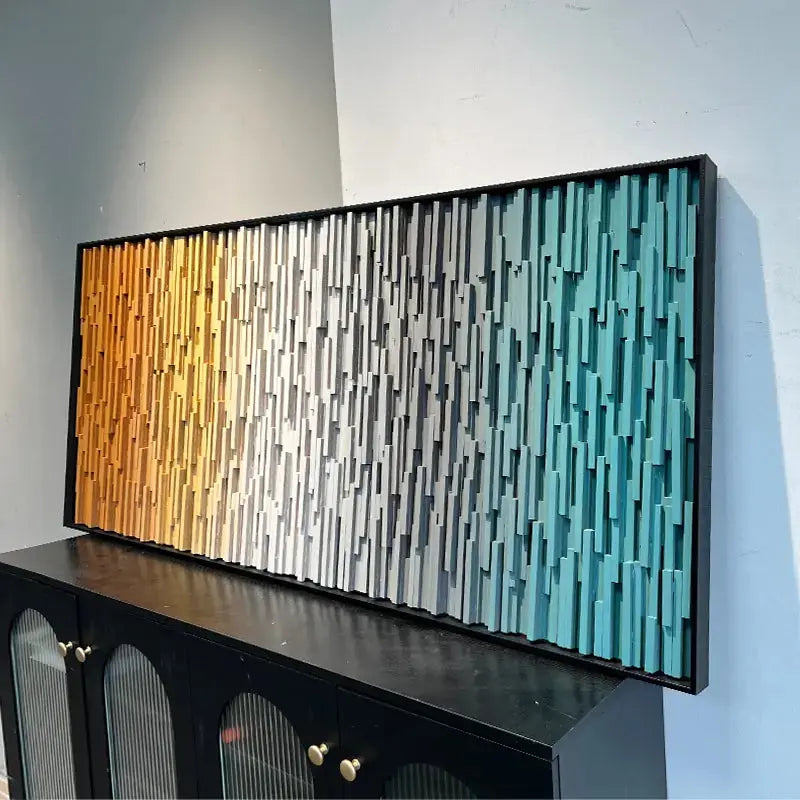 Gradient 3D Wood Slat Wall Art - Modern Geometric Wood Panel for Home Decor Artmeto Wood wall art