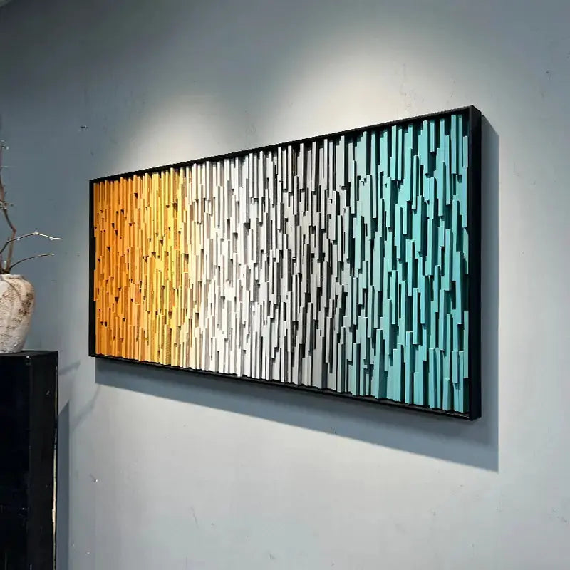 Gradient 3D Wood Slat Wall Art - Modern Geometric Wood Panel for Home Decor Artmeto Wood wall art