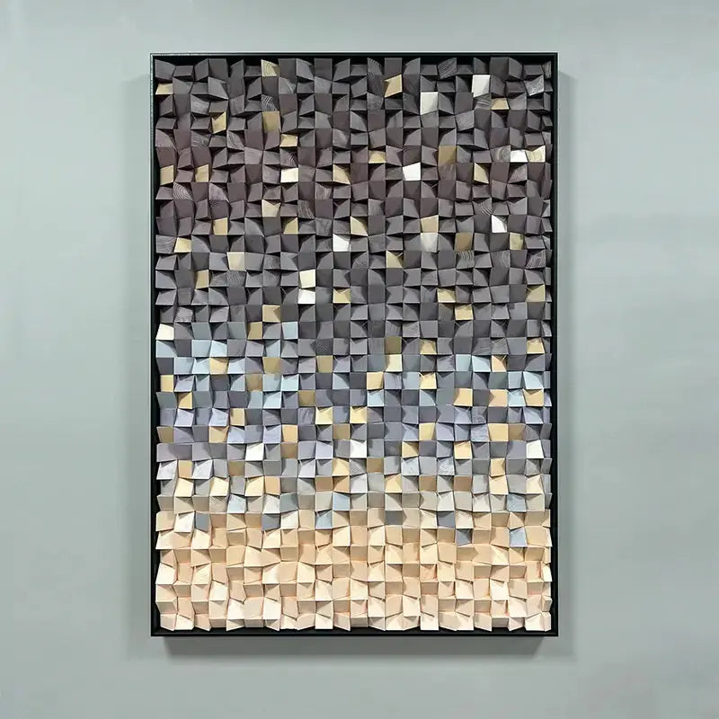 Gradient 3D Wood Wall Art - Geometric Wood Block Panel for Modern Interiors Artmeto Wood wall art