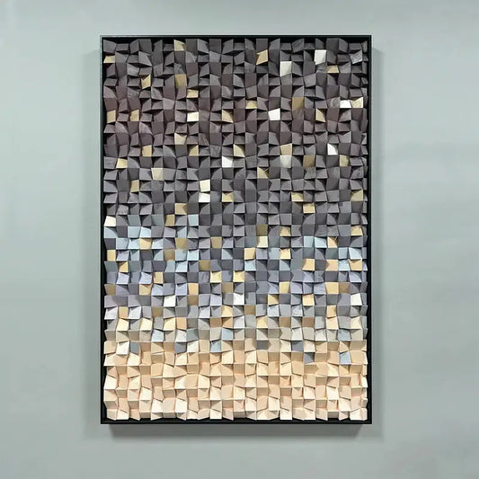 Gradient 3D Wood Wall Art - Geometric Wood Block Panel for Modern Interiors Artmeto Wood wall art