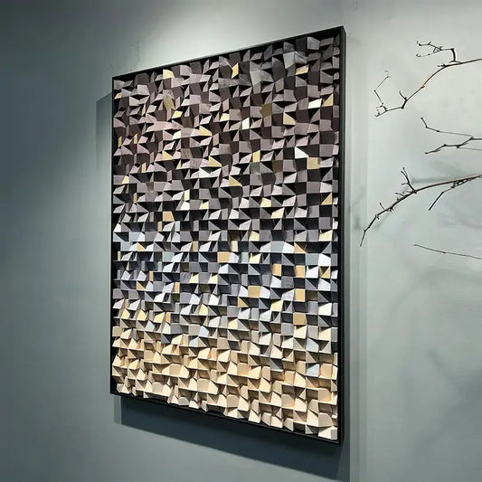 Gradient 3D Wood Wall Art - Geometric Wood Block Panel for Modern Interiors Artmeto Wood wall art