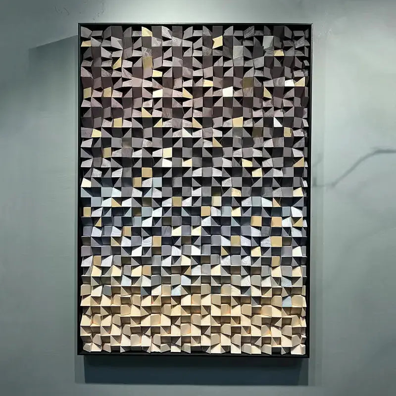 Gradient 3D Wood Wall Art - Geometric Wood Block Panel for Modern Interiors Artmeto Wood wall art