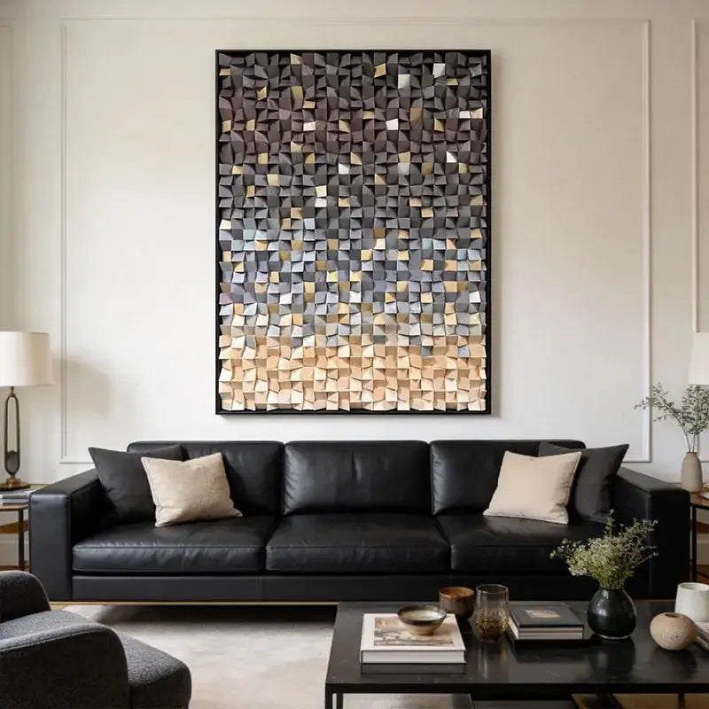 Gradient 3D Wood Wall Art - Geometric Wood Block Panel for Modern Interiors Artmeto Wood wall art