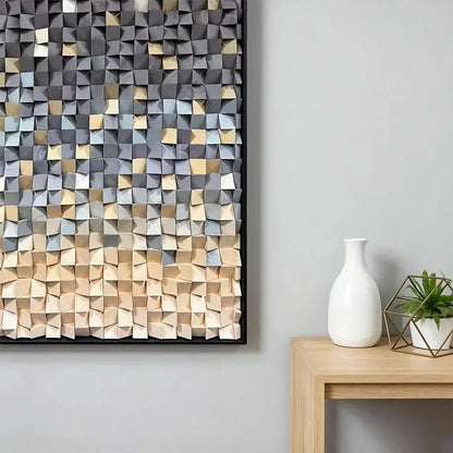 Gradient 3D Wood Wall Art - Geometric Wood Block Panel for Modern Interiors Artmeto Wood wall art