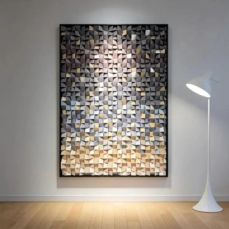 Gradient 3D Wood Wall Art - Geometric Wood Block Panel for Modern Interiors Artmeto Wood wall art