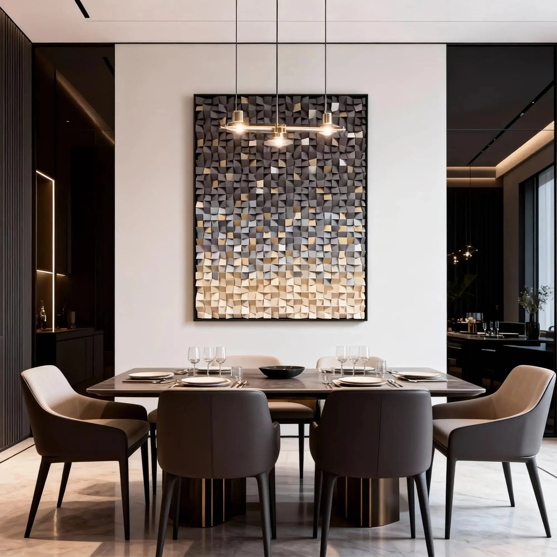 Gradient 3D Wood Wall Art - Geometric Wood Block Panel for Modern Interiors Artmeto Wood wall art