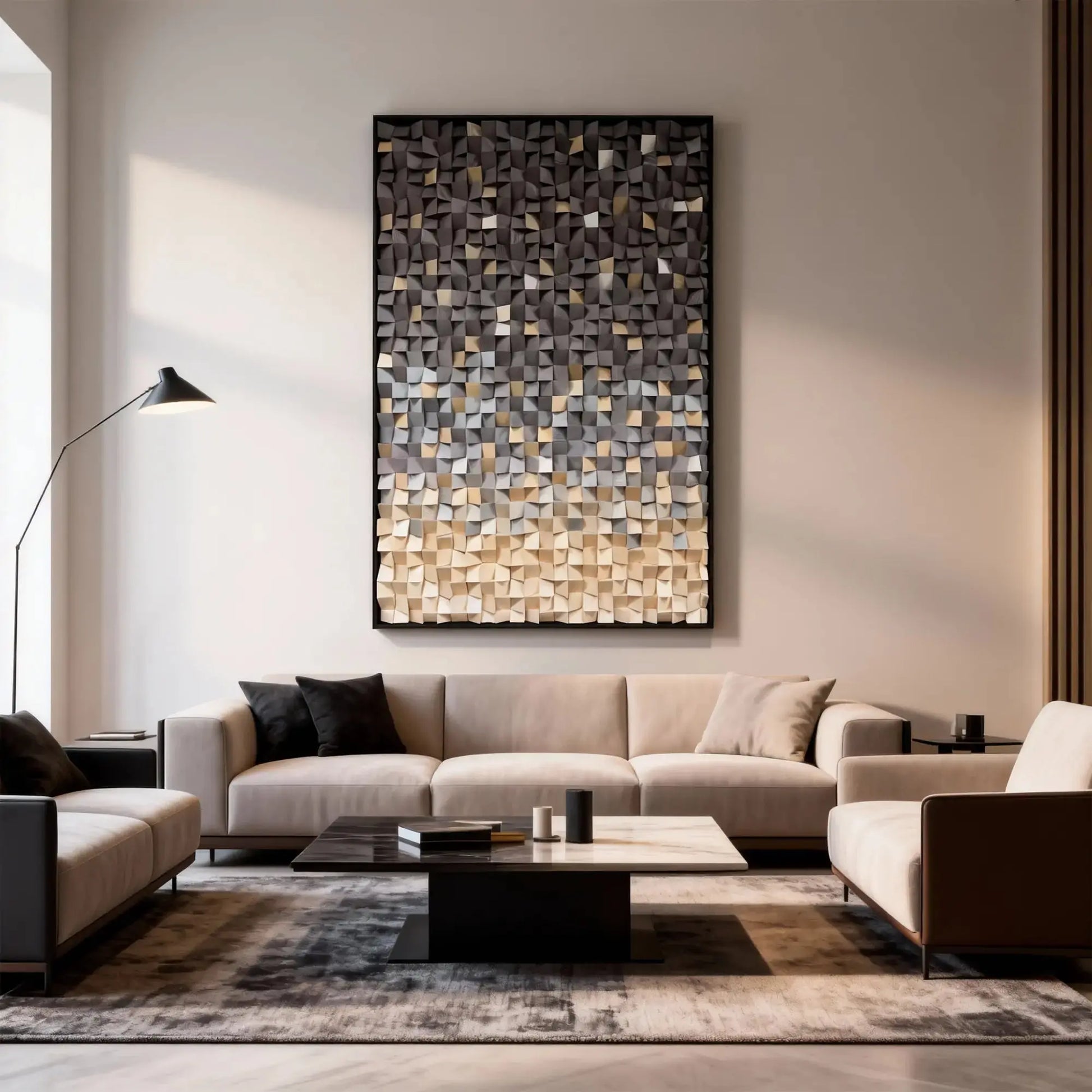 Gradient 3D Wood Wall Art - Geometric Wood Block Panel for Modern Interiors Artmeto Wood wall art