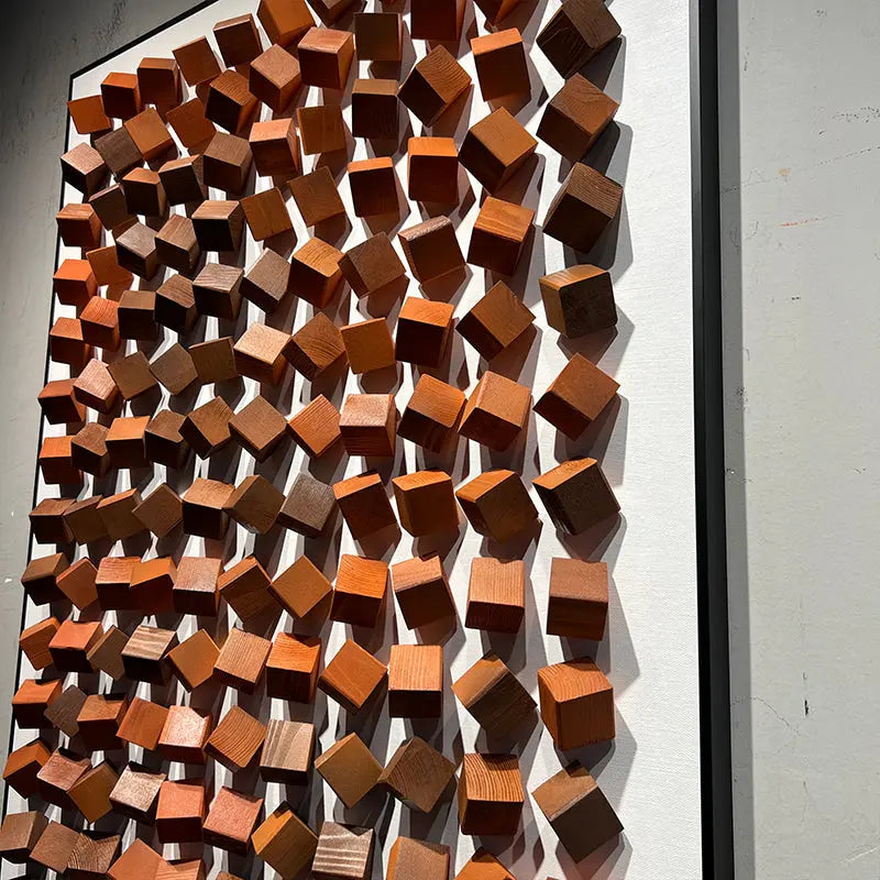 Gradient 3D Wood Wall Art - Geometric Wood Block Panel for Modern Interiors Artmeto Wood wall art-5