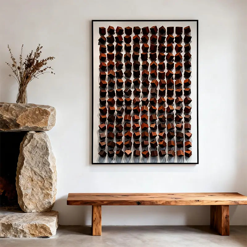Gradient 3D Wood Wall Art - Geometric Wood Block Panel for Modern Interiors  Artmeto Wood wall art-6