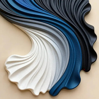Gradient Ocean Current Swirl Sculptural Wall Decor | Black Blue White Wave Wall Art Artmeto Wood wall art-6