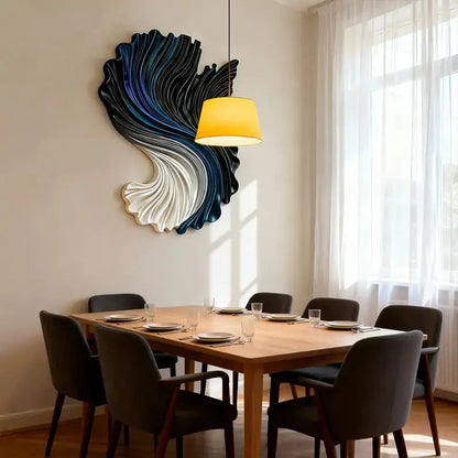 Gradient Ocean Current Swirl Sculptural Wall Decor | Black Blue White Wave Wall Art Artmeto Wood wall art-8