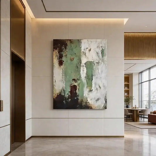 Green & Burnt Sienna Weathered Abstract Canvas Art-Artmeto Artmeto Wood wall art
