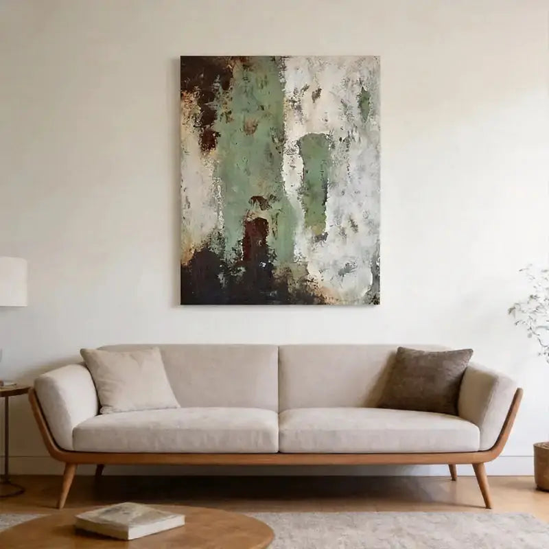 Green & Burnt Sienna Weathered Abstract Canvas Art-Artmeto Artmeto Wood wall art