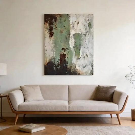 Green & Burnt Sienna Weathered Abstract Canvas Art-Artmeto Artmeto Wood wall art