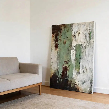 Green & Burnt Sienna Weathered Abstract Canvas Art-Artmeto Artmeto Wood wall art