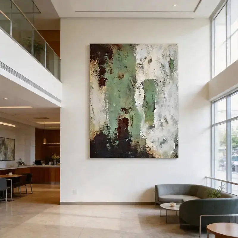 Green & Burnt Sienna Weathered Abstract Canvas Art-Artmeto Artmeto Wood wall art