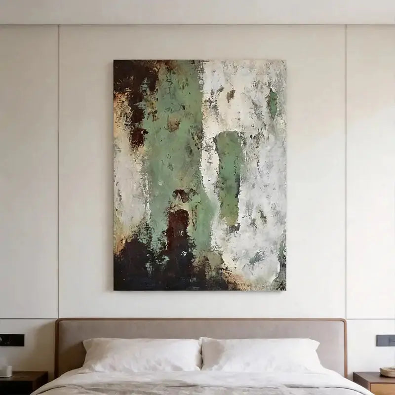 Green & Burnt Sienna Weathered Abstract Canvas Art-Artmeto Artmeto Wood wall art