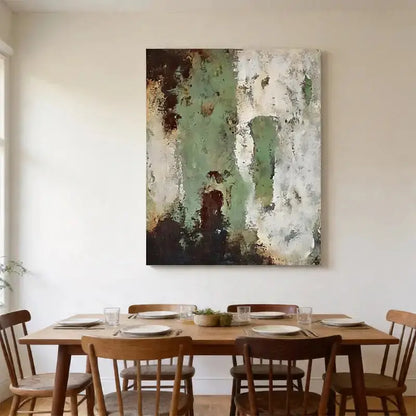 Green & Burnt Sienna Weathered Abstract Canvas Art-Artmeto Artmeto Wood wall art