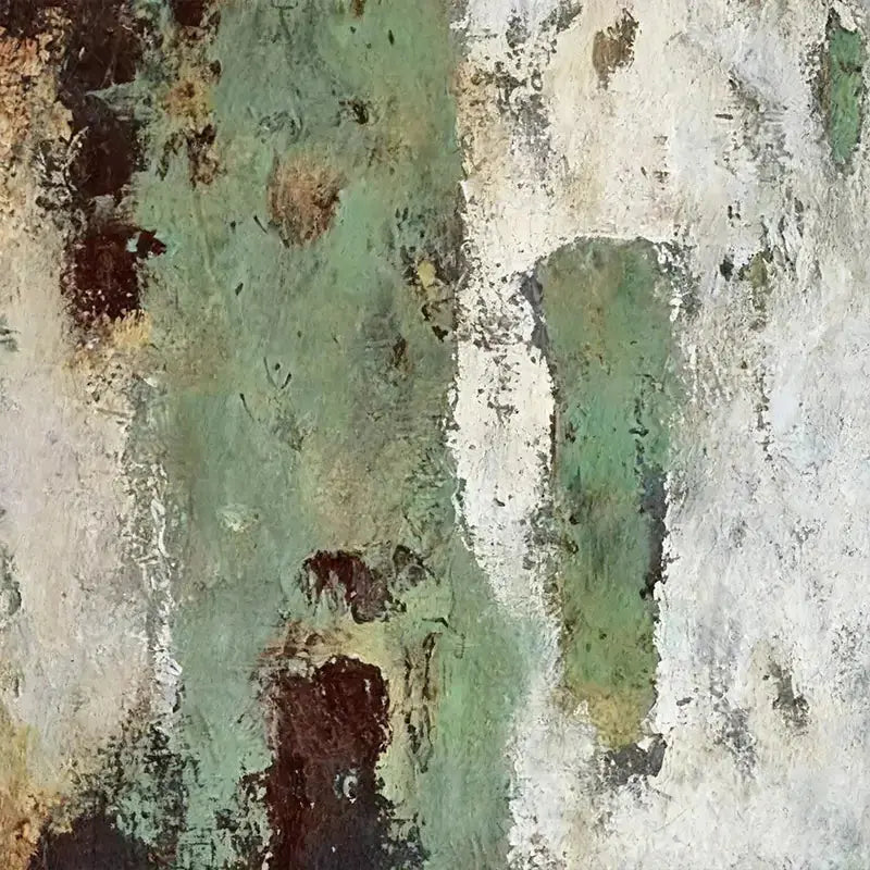 Green & Burnt Sienna Weathered Abstract Canvas Art-Artmeto Artmeto Wood wall art