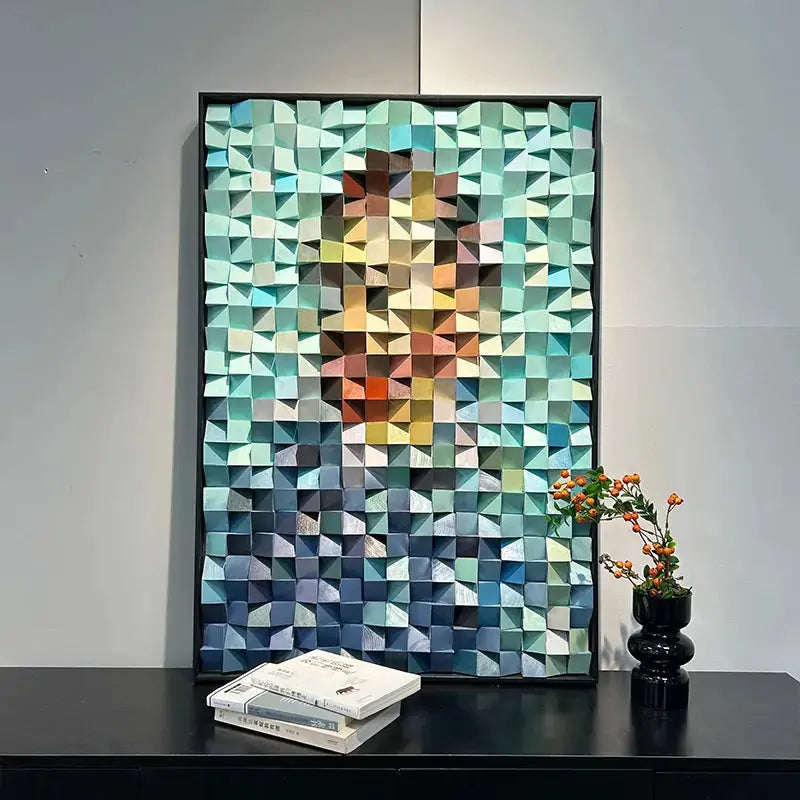 Handcrafted Wooden Mosaic Art - Van Gogh 3D Modern Geometric Wood Wall Decor Artmeto Wood wall art
