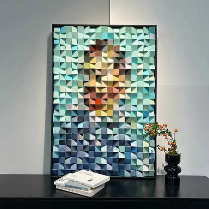 Handcrafted Wooden Mosaic Art - Van Gogh 3D Modern Geometric Wood Wall Decor Artmeto Wood wall art