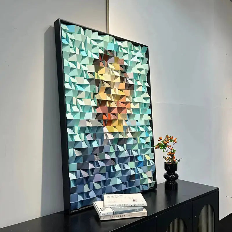 Handcrafted Wooden Mosaic Art - Van Gogh 3D Modern Geometric Wood Wall Decor Artmeto Wood wall art