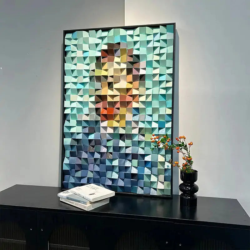Handcrafted Wooden Mosaic Art - Van Gogh 3D Modern Geometric Wood Wall Decor Artmeto Wood wall art