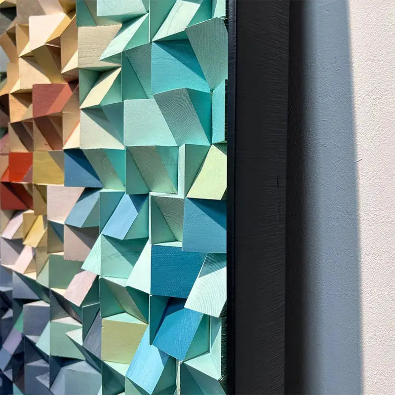 Handcrafted Wooden Mosaic Art - Van Gogh 3D Modern Geometric Wood Wall Decor Artmeto Wood wall art